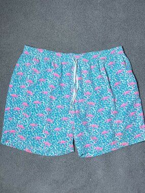 Chubbies Swim Trunks Shorts Blue Pink Flamingo Liner 7" Inseam Mesh Men's 3XL